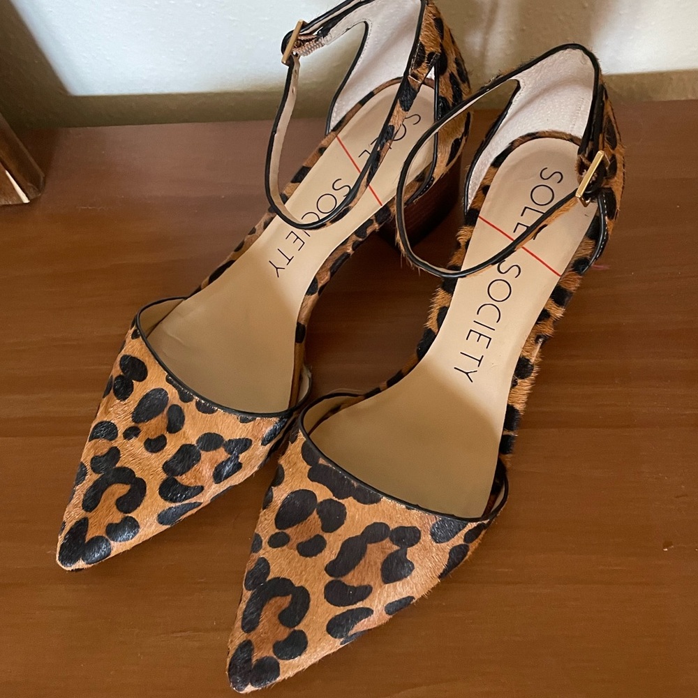 Animal Print Pointed Toe Block Heel